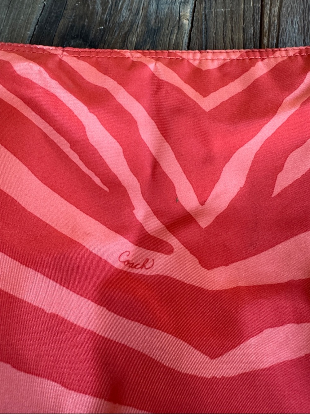 Coach hot orange zebra print nylon clutch, makeup bag, tote organizer - Picture 3 of 12